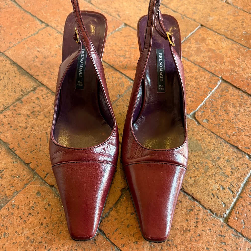 Burgundy Bruno Magli Heels, Made in Italy, Size 8